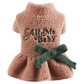 Pet clothing warm berber fleece skirt with letter print in pink and dark blue, sizes XS to XL