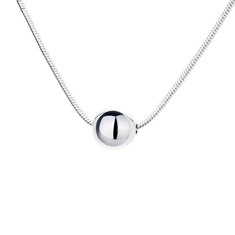 925 silver clavicle chain necklace with round pendant and small balls, ins style, YFL376 specification
