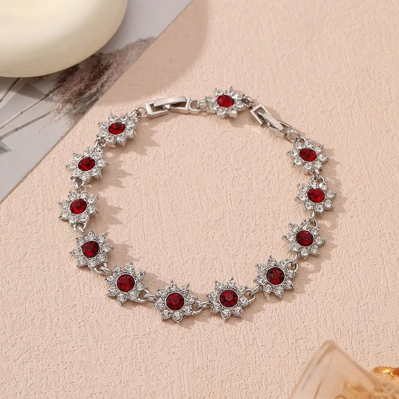 European style zinc alloy bracelet with flower design in electroplated gold and silver colours