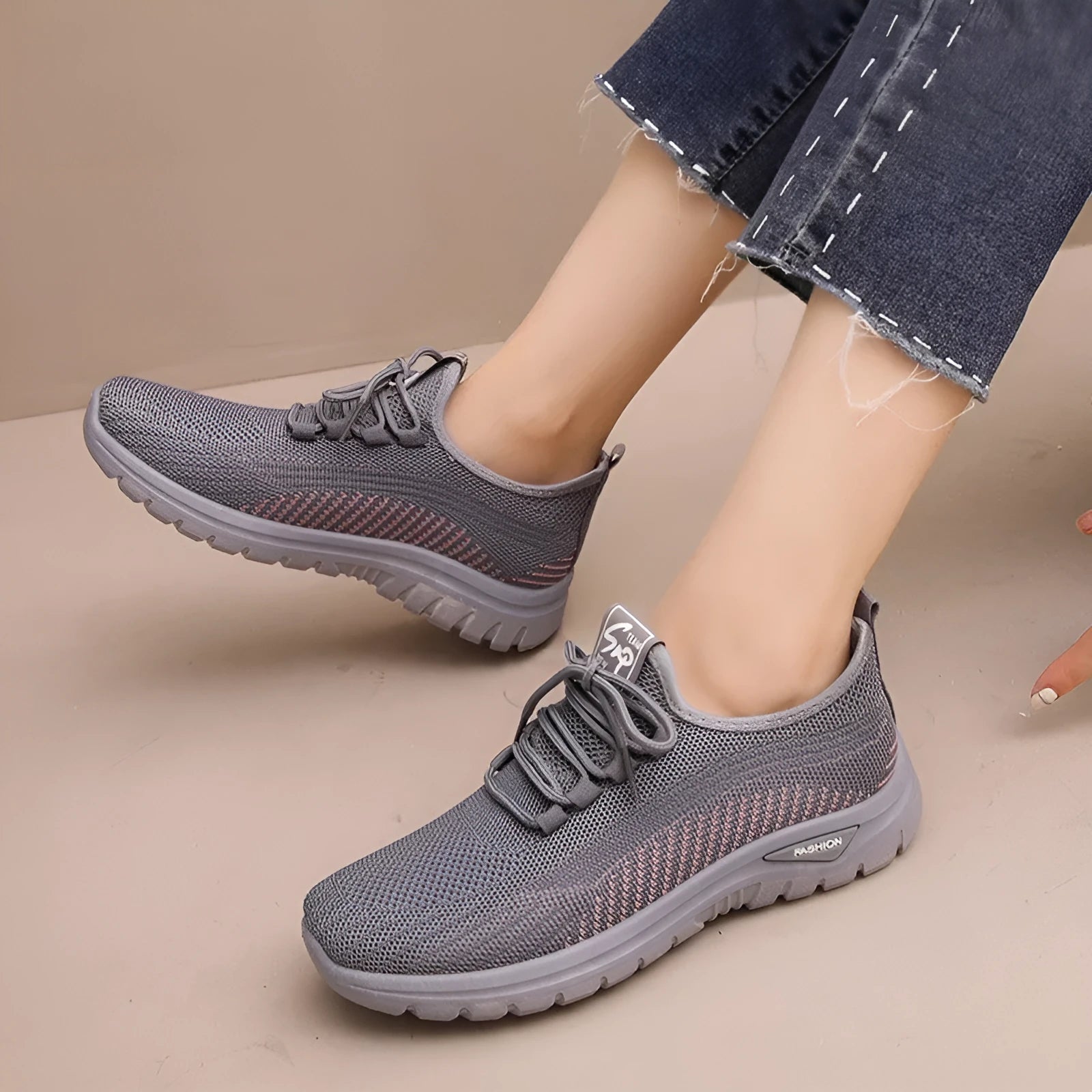 Women's mesh breathable plus size round toe sneakers with flat heel cross strap design in black gray purple