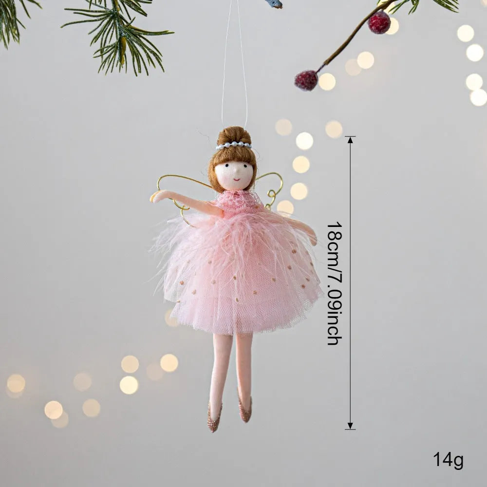 Pink and white cloth ballet girl angel plush doll pendant for decorative hanging