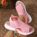 Women's platform sports sandals summer flat with rubber sole in black