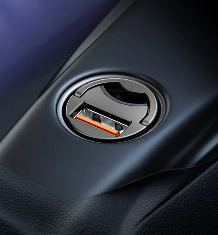 Baseus electro-optical grey 30W single USB car charger with 1 metre cable