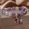 Purple natural amethyst bracelet for women with micro inlay crystal construction