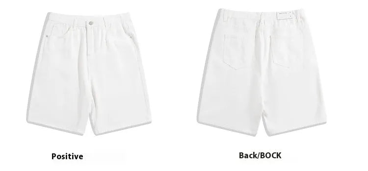 Men's light blue straight-leg denim shorts with zip fly on a mid waist.