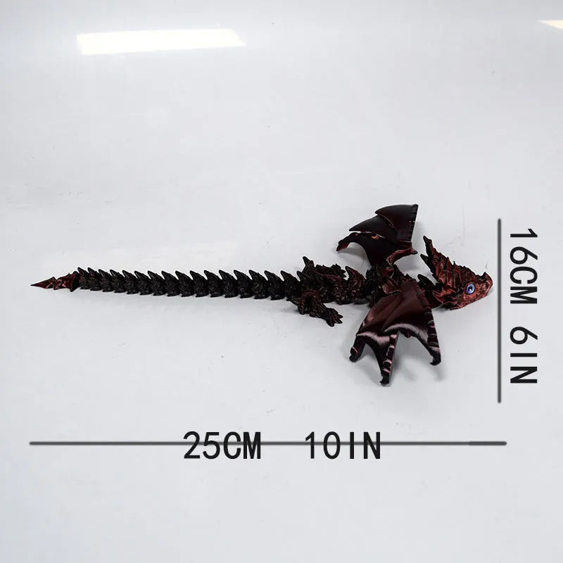 Red and gold PLA dragon wings decoration toy measuring 25cm wide for printing enthusiasts