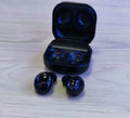 R190 TWS 5.0 binaural Bluetooth headset in black with earplug design and charging cable