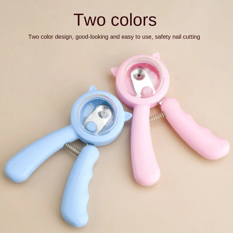 Pet nail clipper with sickle stainless steel blade for dog and cat claw trimming in blue