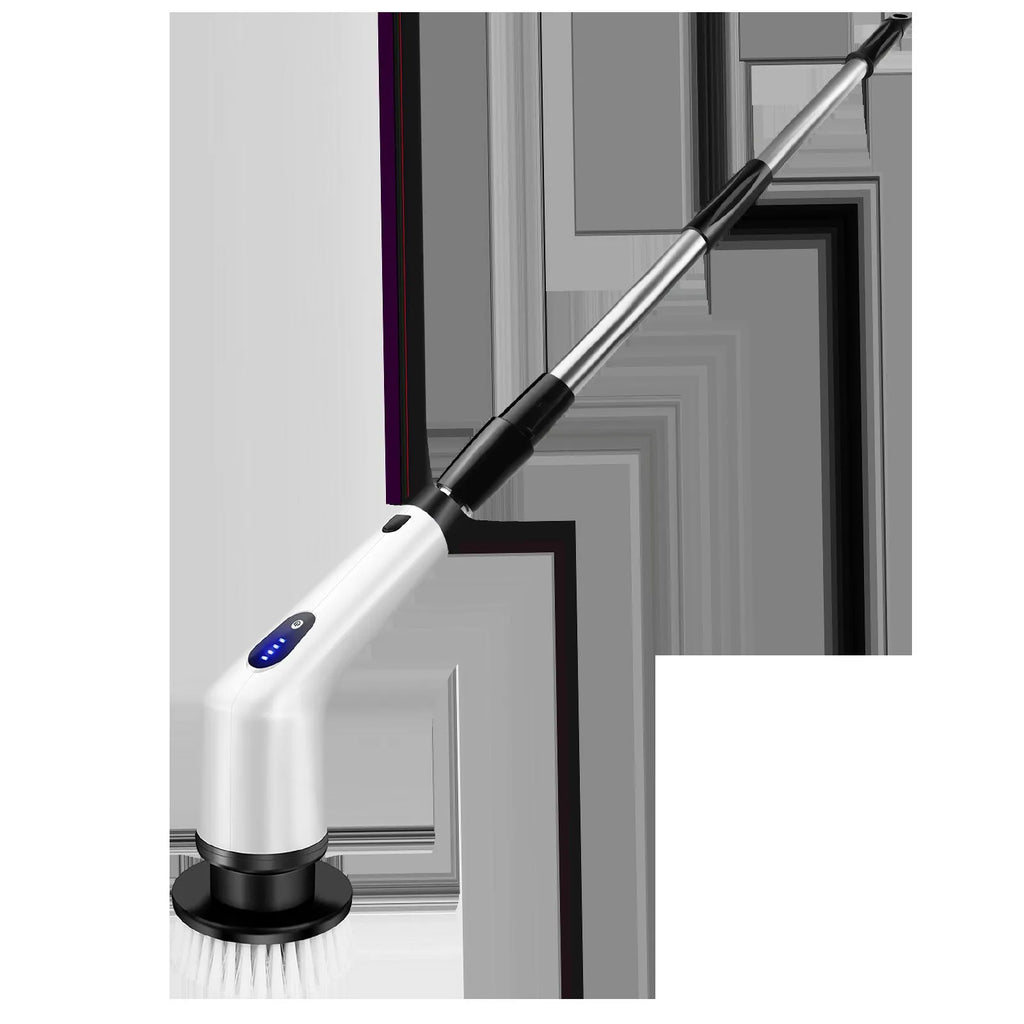 White handheld cleaning ball with lithium battery and cleaning brush attachments