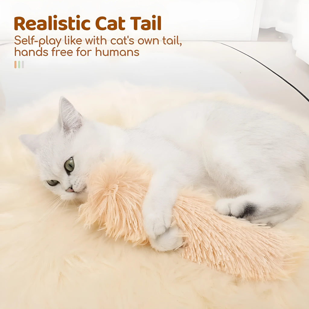 Plush cat toy pillow in four colours: green, white, blue, and pink, measuring 27x10cm