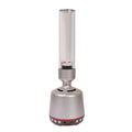 White silver cylindrical Bluetooth speaker with candlelight night light measuring 277mm tall