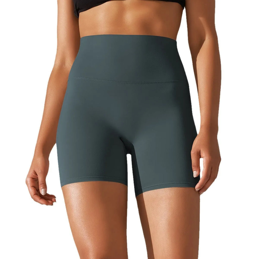 High waist hip lift fitness pants for women, moisture wicking nylon spandex tights in dark green colour
