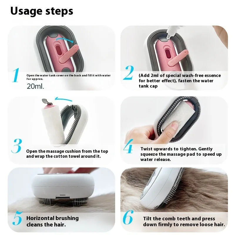 Large ABS silicone dog hair comb for pet grooming with essence and napkin included