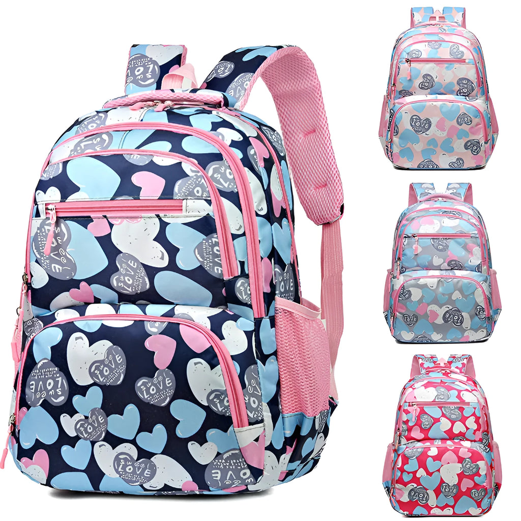 Children's blue school backpack with air cushion shoulder straps and Oxford cloth exterior