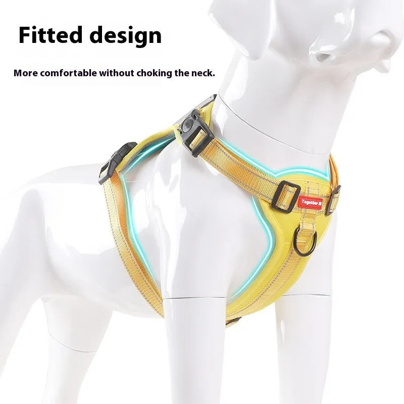 Adjustable dog chest harness traction rope in multiple colours with breast strap
