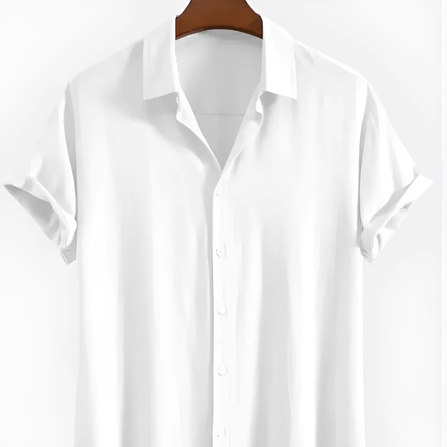 A man wearing a loose-fit black short-sleeve cardigan shirt for casual summer wear.