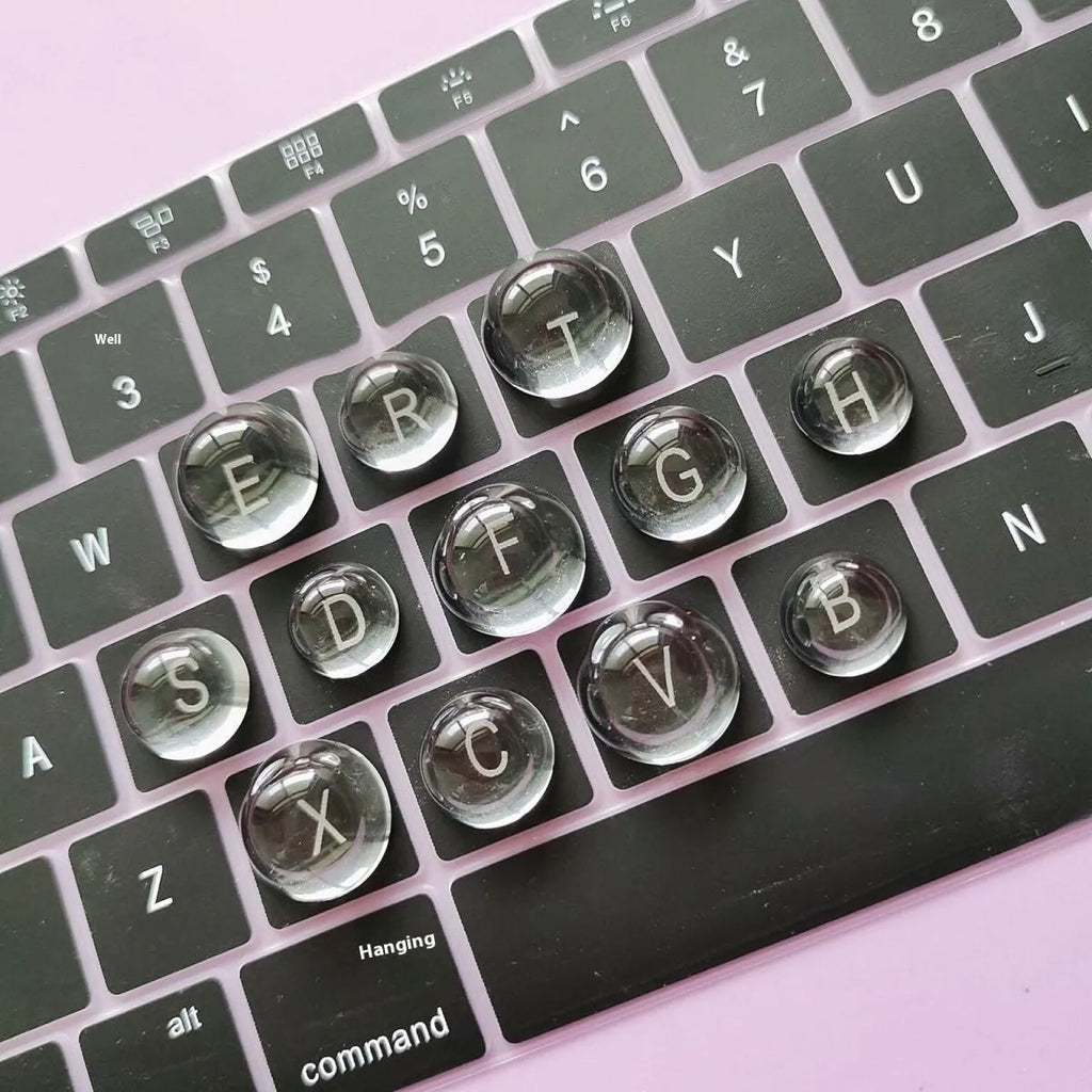 Clear crystal glass ball dome PVC keyboard stickers in two sizes for universal fit
