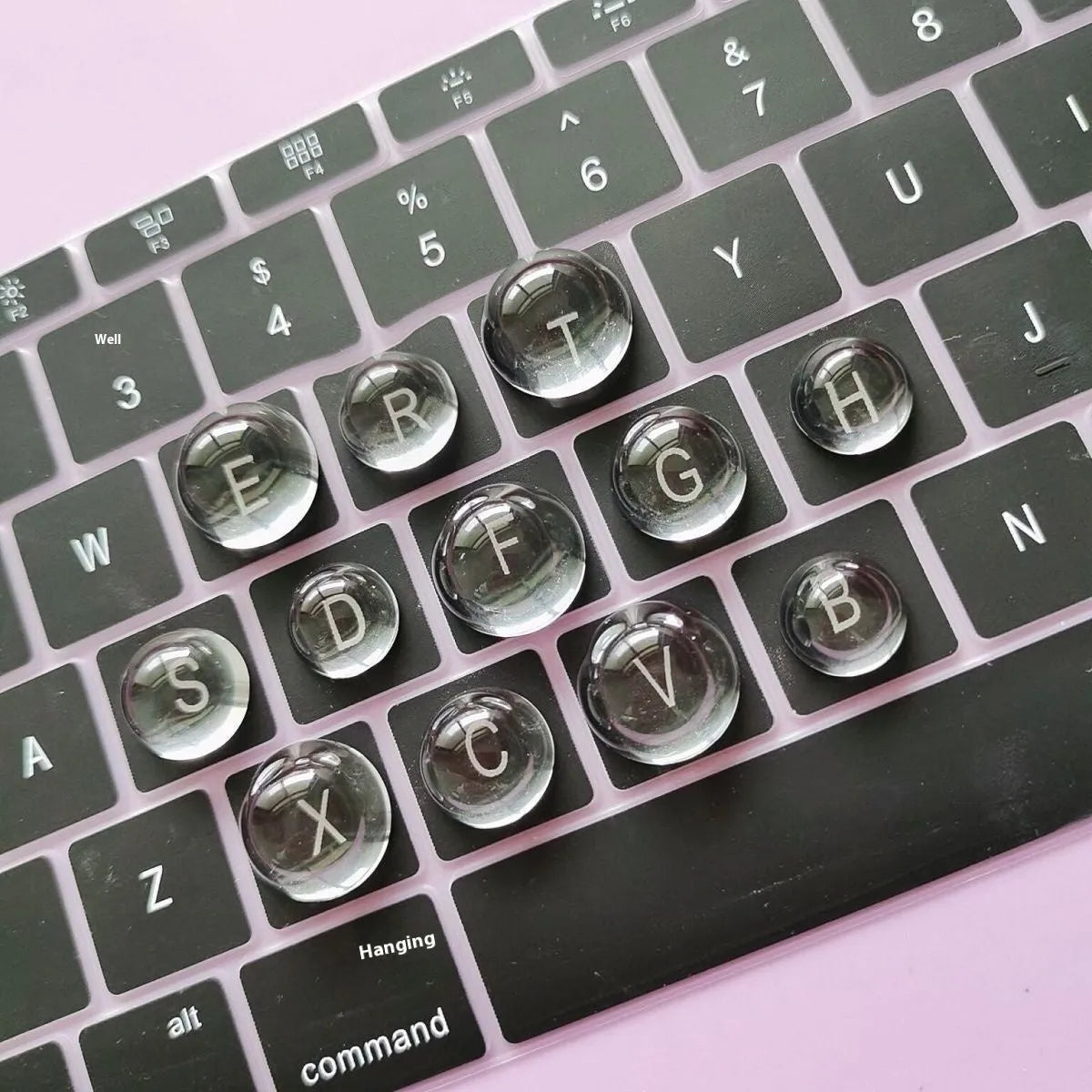 Clear crystal glass ball dome PVC keyboard stickers in two sizes for universal fit