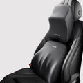 Memory foam car lumbar pillow set with large headrest and big waist rest in geometry pattern, black cover