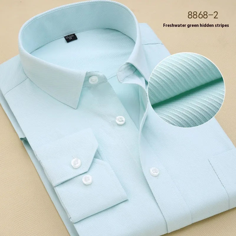 Men's black slim fit cotton business shirt with long sleeves for office wear