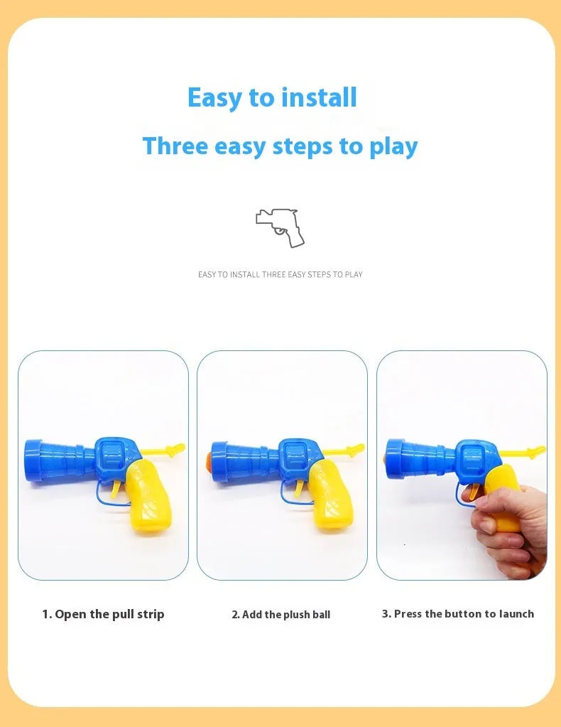 30cm plush pet toy gun with soft yarn balls for interactive indoor play with cats and dogs