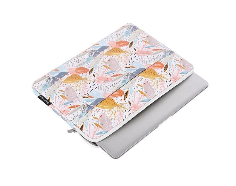 White waterproof PU leather laptop inner bag for 14-inch devices on a plain background.