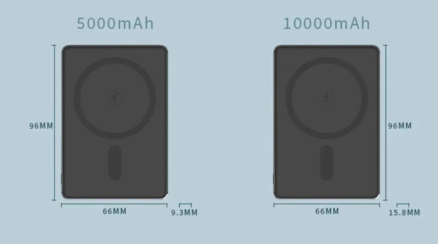 Large capacity magnetic power bank in Deep Space Black with aluminium shell, 10000mAh, 20W wireless fast charging