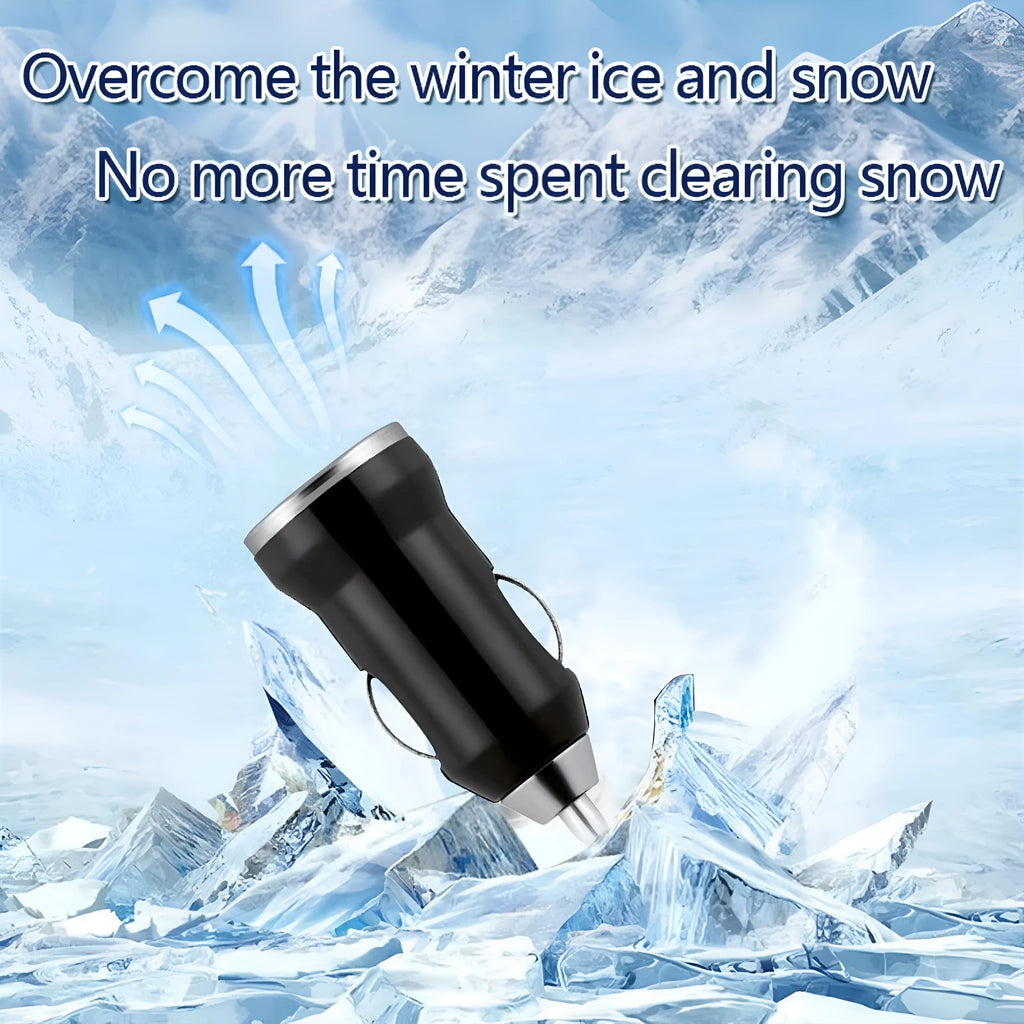 Black portable car snow melting tool with charger, 5.5x2.3 cm size