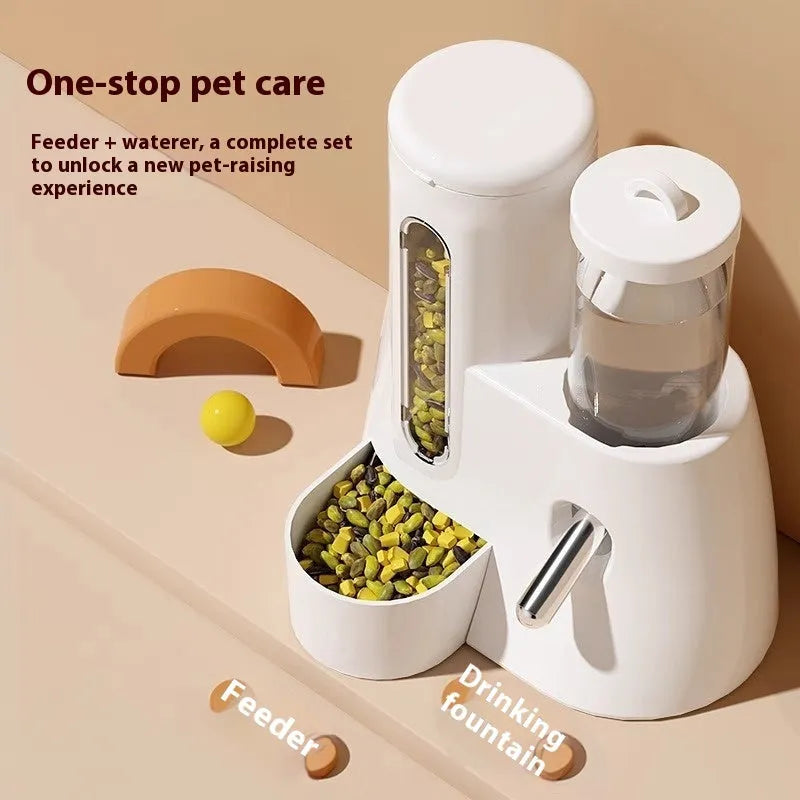 Hamster automatic drinking water feeder with food basin in blue pink or white colour options