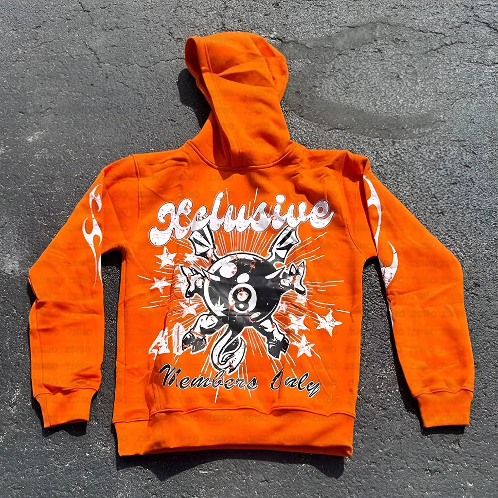 Personalised letter printing loose pullover in black, blue, orange, and pink polyester street hipster style