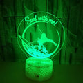 3D crack small night lamp with 7 colour LED touch and remote control on table