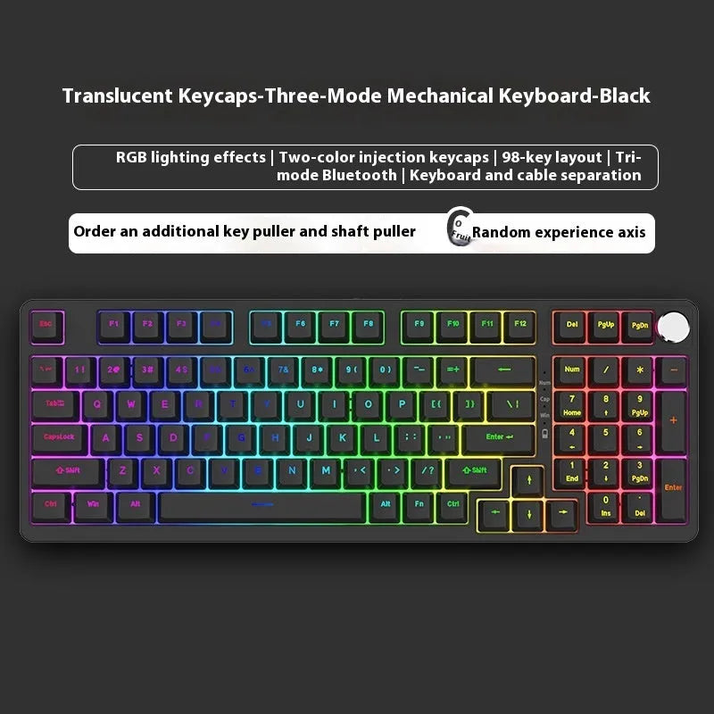 98-key wireless mechanical keyboard kit with display screen options and metal control knob