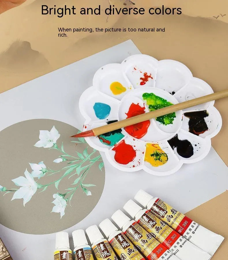 18-colour 12ml Chinese ink painting pigment set in tubes with plant-based paint for children beginners