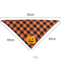 Orange plaid Halloween dog bandana with pumpkin and skeleton felt appliques