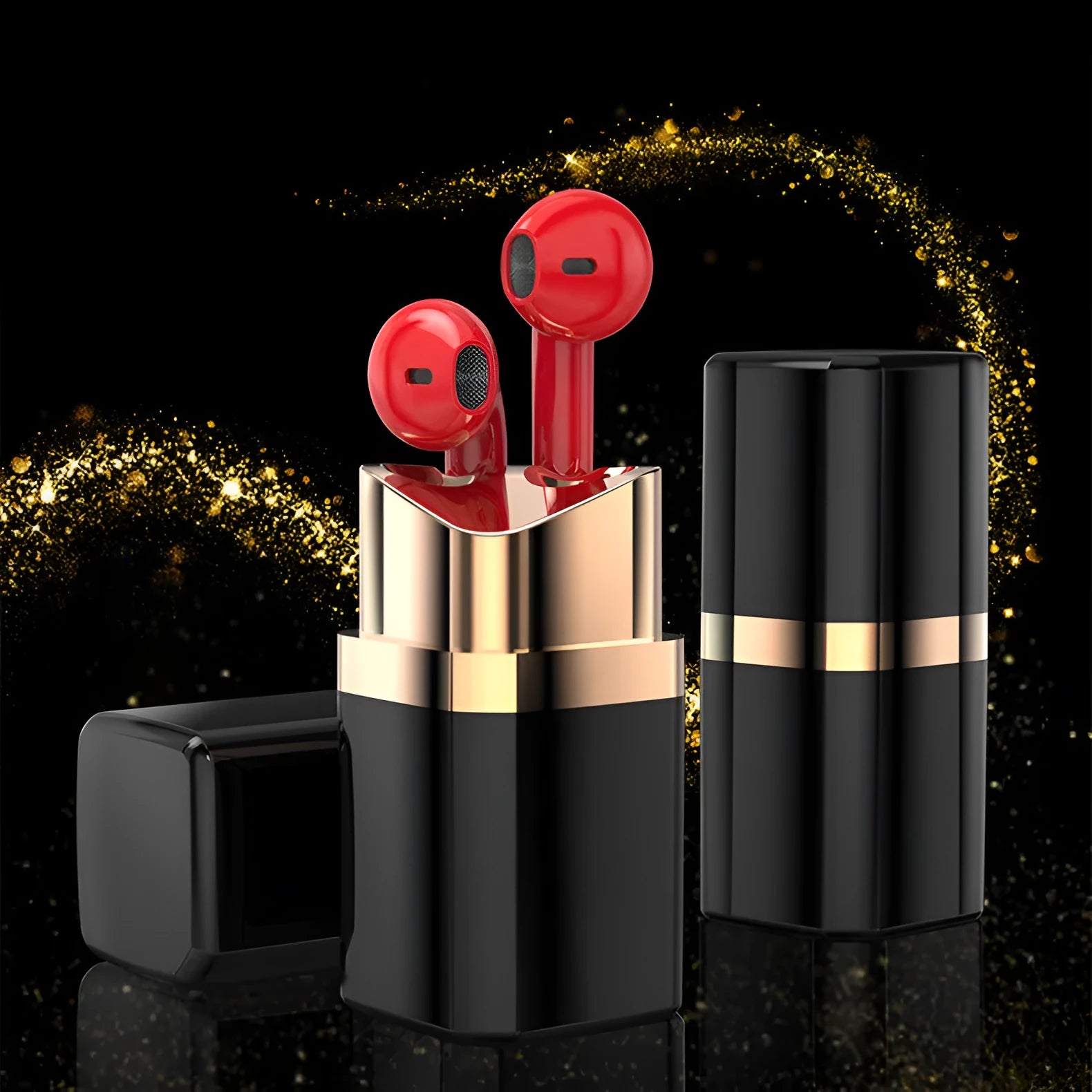 Fashion lipstick Bluetooth earphone in-ear noise reduction earbuds with charging case, Bluetooth 5.0, stereo sound, 10-hour battery, power display