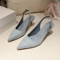 Suede pointed stiletto high heels in pink with a slim heel and microfiber lining