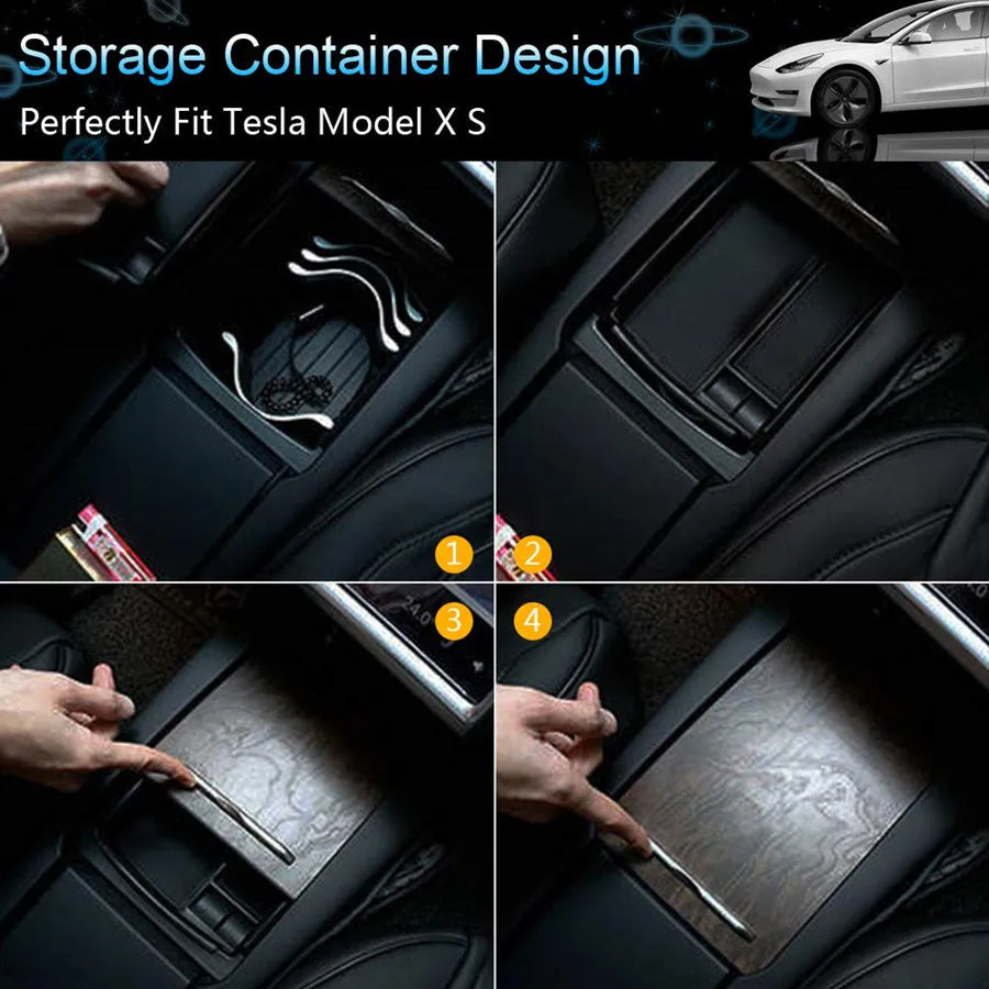 Black ABS wireless charging storage box with QI fast charging capability