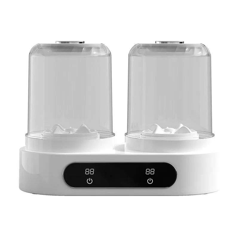 White portable mini washing machine with double laundry buckets and USB power connection