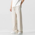 Men's bamboo fibre linen trousers with drawstring waist in straight-leg cut