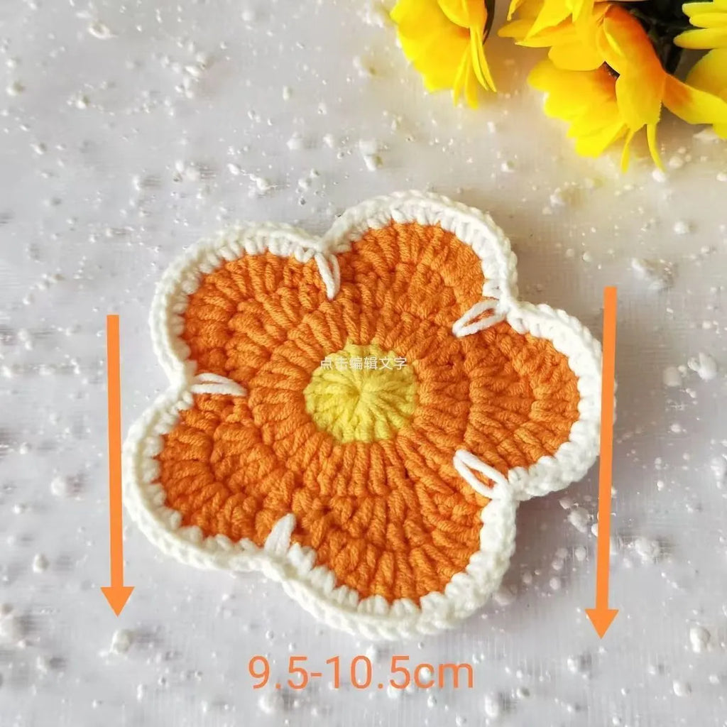Set of 5 handmade cotton thread woven flower placemats in assorted colours for table protection