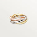 A geometric U-shaped sterling silver couple ring, shown in a two-tone gold rose silver finish.