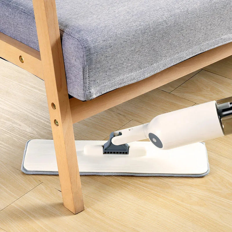 Flat squeeze mop with bucket wringing, stainless steel bar, cotton thread head, 38x12 cm plywood, hand-free floor cleaning