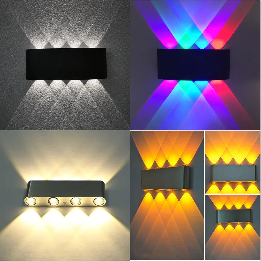 Modern 8W LED wall wash light with aluminium shade for corridor and TV background, multiple colour options