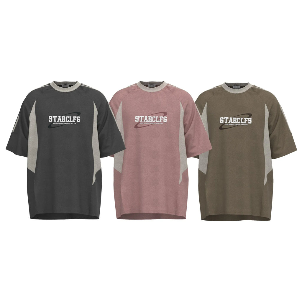 Men's Loose Short-sleeved T-shirt With Letter Embroidery Design, Polyester Fiber, Pullover Style, Available in Gray, Pink, Dark Khaki, Sizes M L XL for Casual Leisure Wear, American Retro Look
