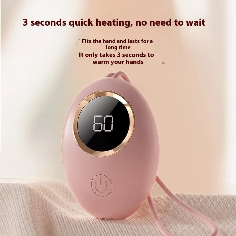 USB rechargeable hand warmer power bank with digital display in six colour options