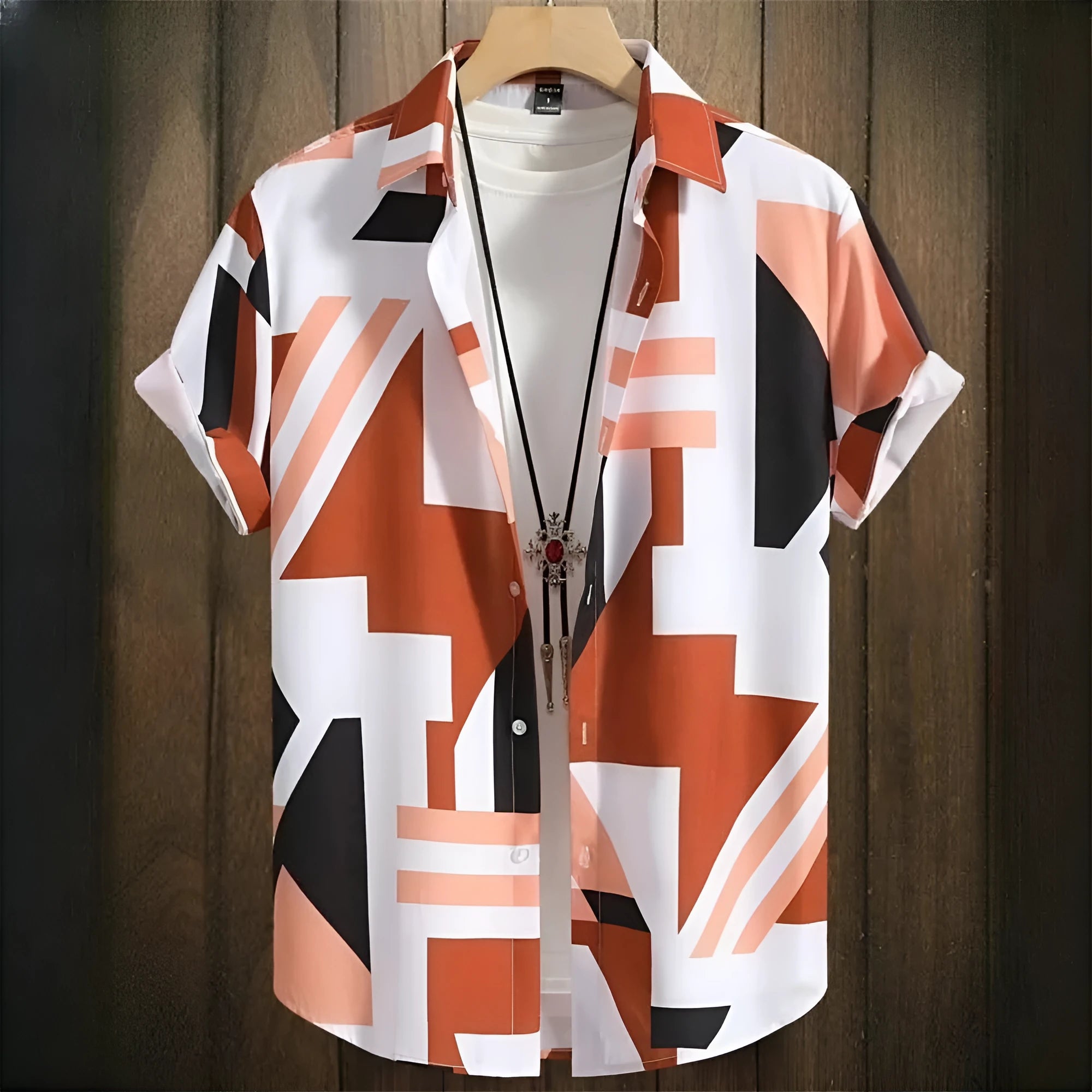 Men's 3D digital stitching print camouflage cardigan shirt, loose fit, short sleeve, summer style, polyester fibre