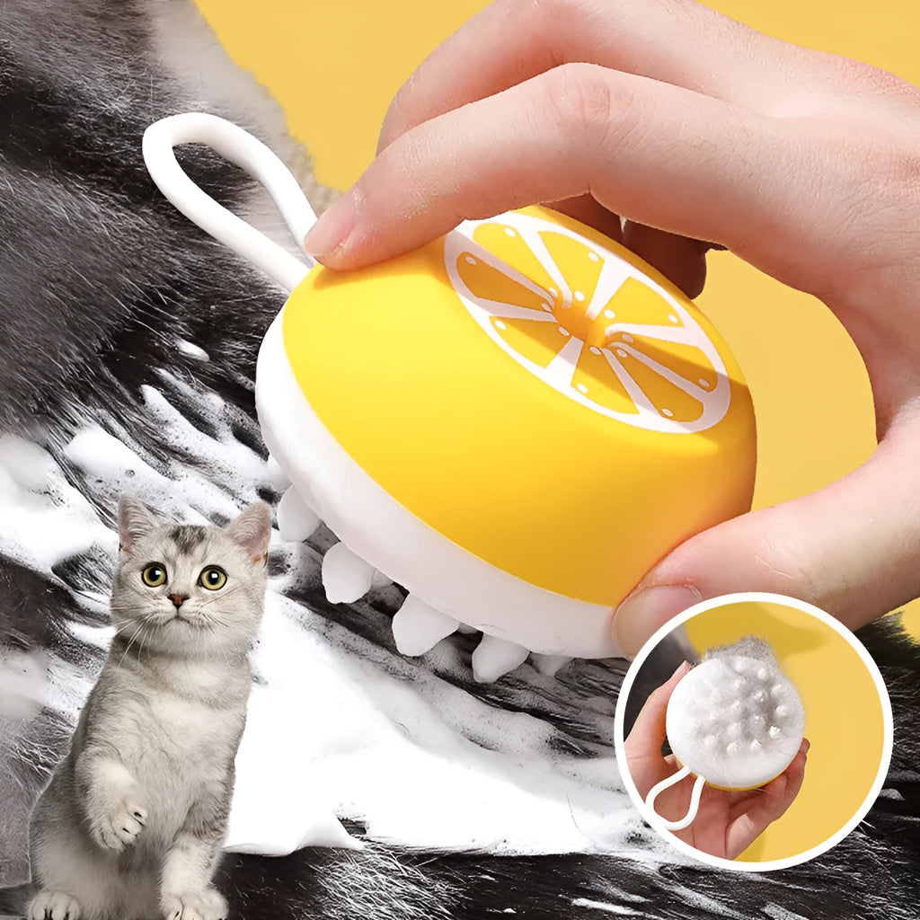 2-in-1 soft silicone pet bath massage brush for dogs and cats, grey colour, 3D massage head style