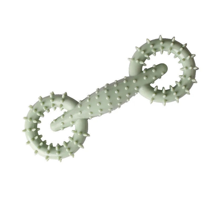 Blue TPR rubber dog chew ring toy for puppy teething, 16 cm diameter.