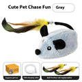 Intelligent charging simulation electric mouse cat teaser toy in gray with double tail decoration