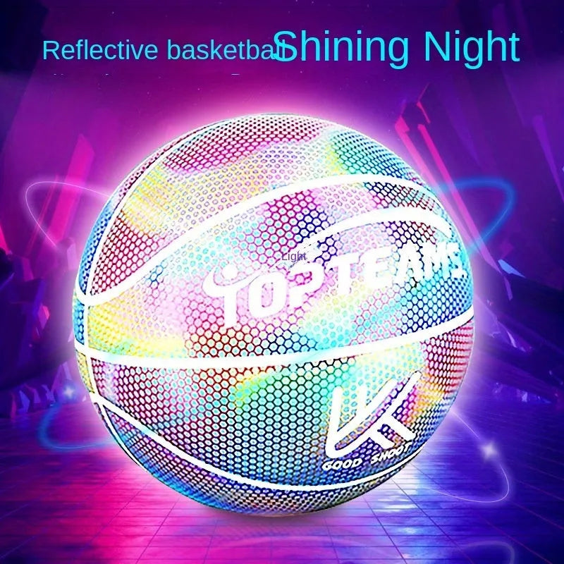 No. 7 size basketball with holographic reflective surface in Chroma and White colour options.